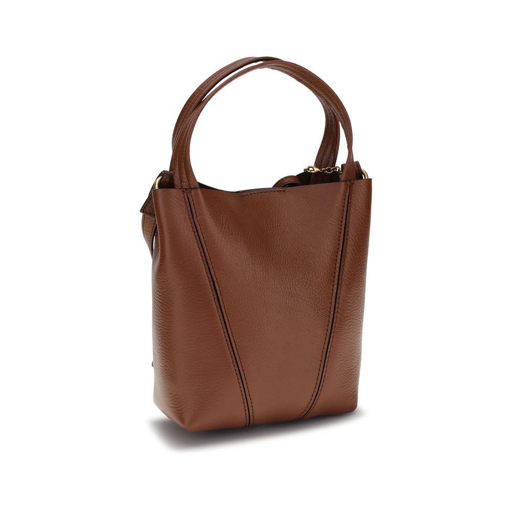 Chloé Spin Small Leather Bucket Shoulder Bag in Caramel Brown
