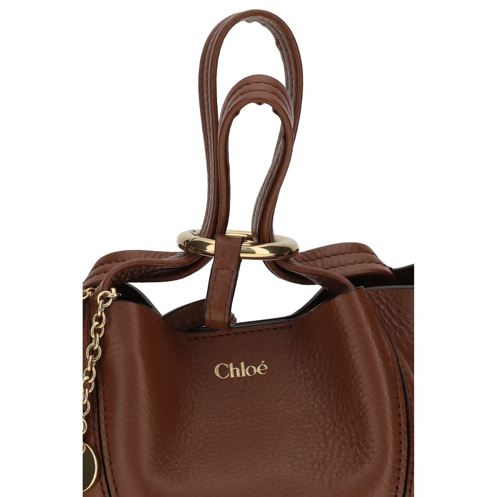 Chloé Spin Small Leather Bucket Shoulder Bag in Caramel Brown