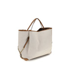 Chloé Large Carry Logo Canvas Tote Bag in Beige