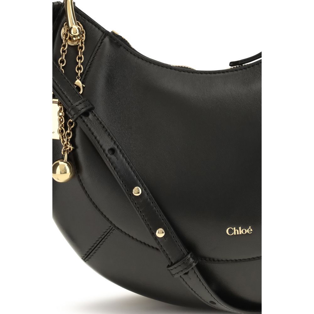 Chloé Marcie Small Leather Shoulder Bag in Black