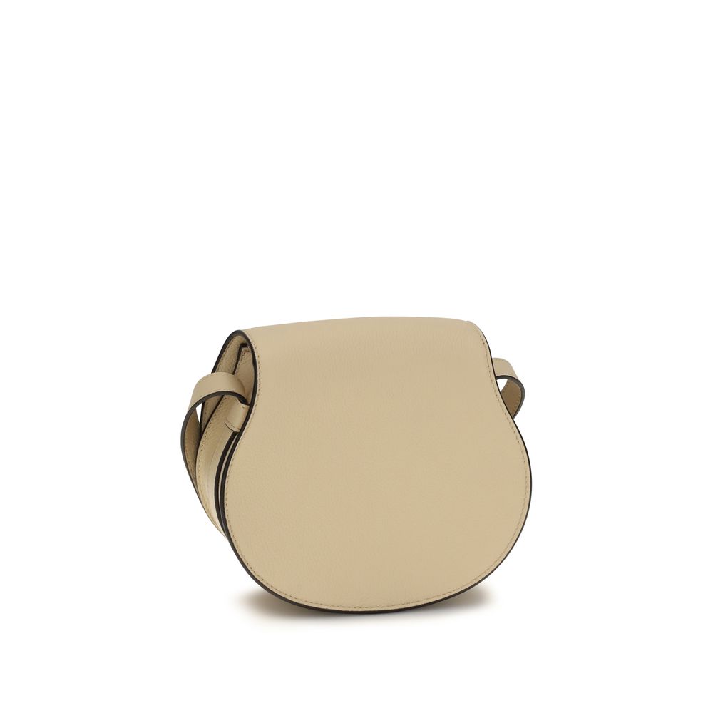 Chloé Small Marcie Leather Shoulder Bag in Beige