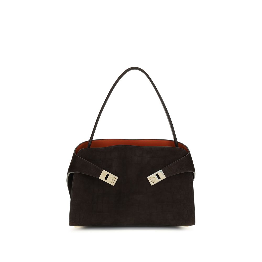Ferragamo Hug Soft Brown Suede Shoulder Bag