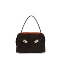 Ferragamo Hug Soft Brown Suede Shoulder Bag