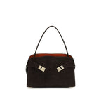 Ferragamo Hug Soft Brown Suede Shoulder Bag