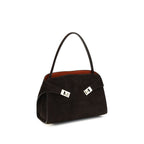 Ferragamo Hug Soft Brown Suede Shoulder Bag