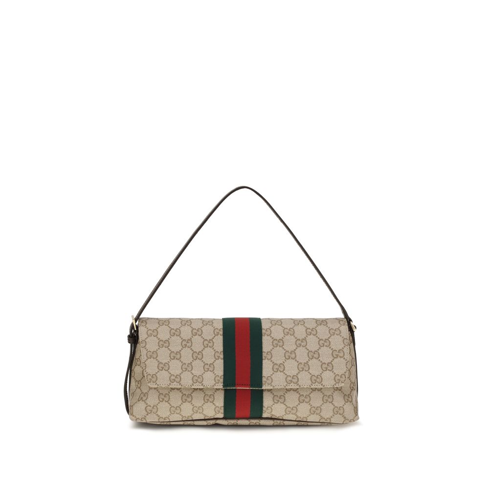 Gucci GG Supreme Web Maison Shoulder Bag in Beige Ebony