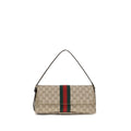 Gucci GG Supreme Web Maison Shoulder Bag in Beige Ebony