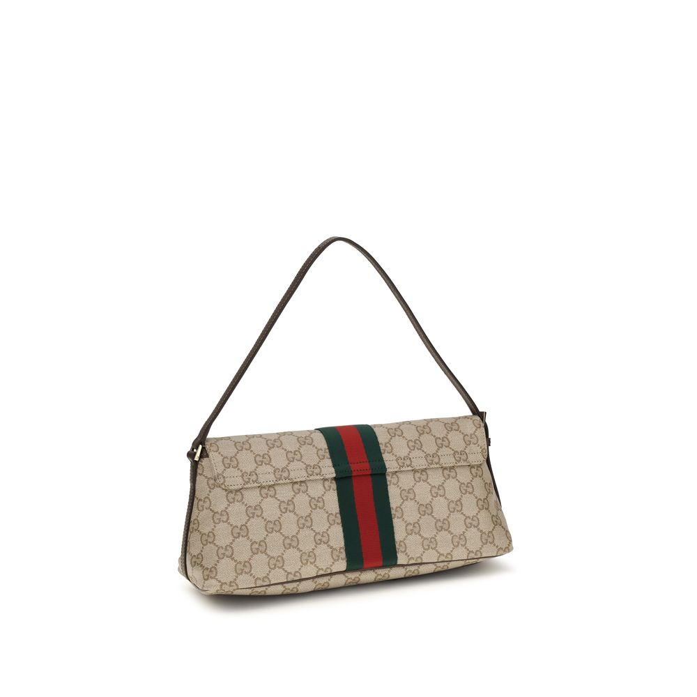 Gucci GG Supreme Web Maison Shoulder Bag in Beige Ebony