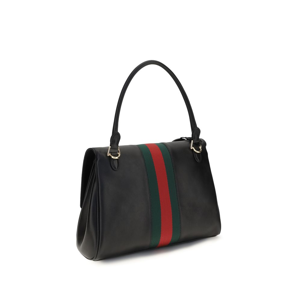 Gucci Paparazzo Leather Top Handle Bag in Black