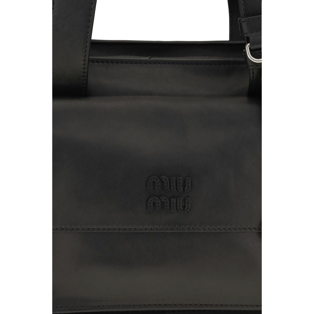Miu Miu Utilitaire Leather Shoulder Bag Black