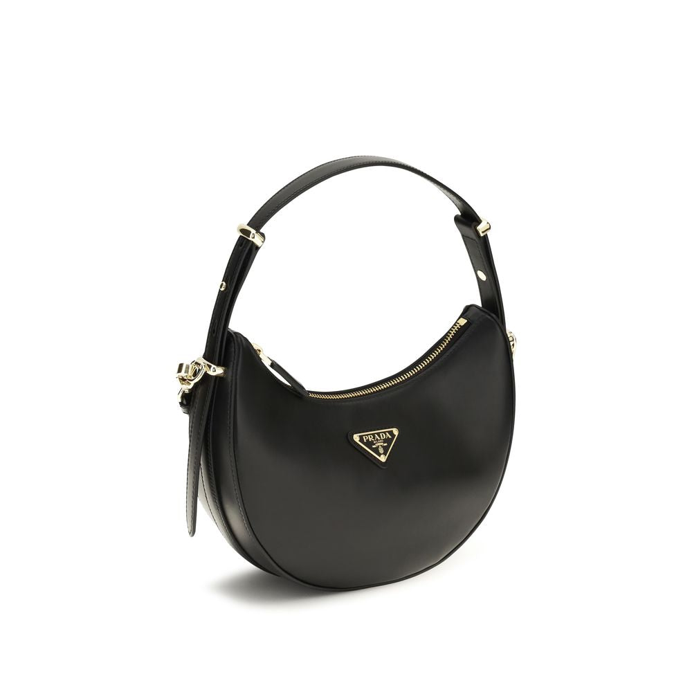 Prada Arqué Small Shoulder Bag in Black Leather
