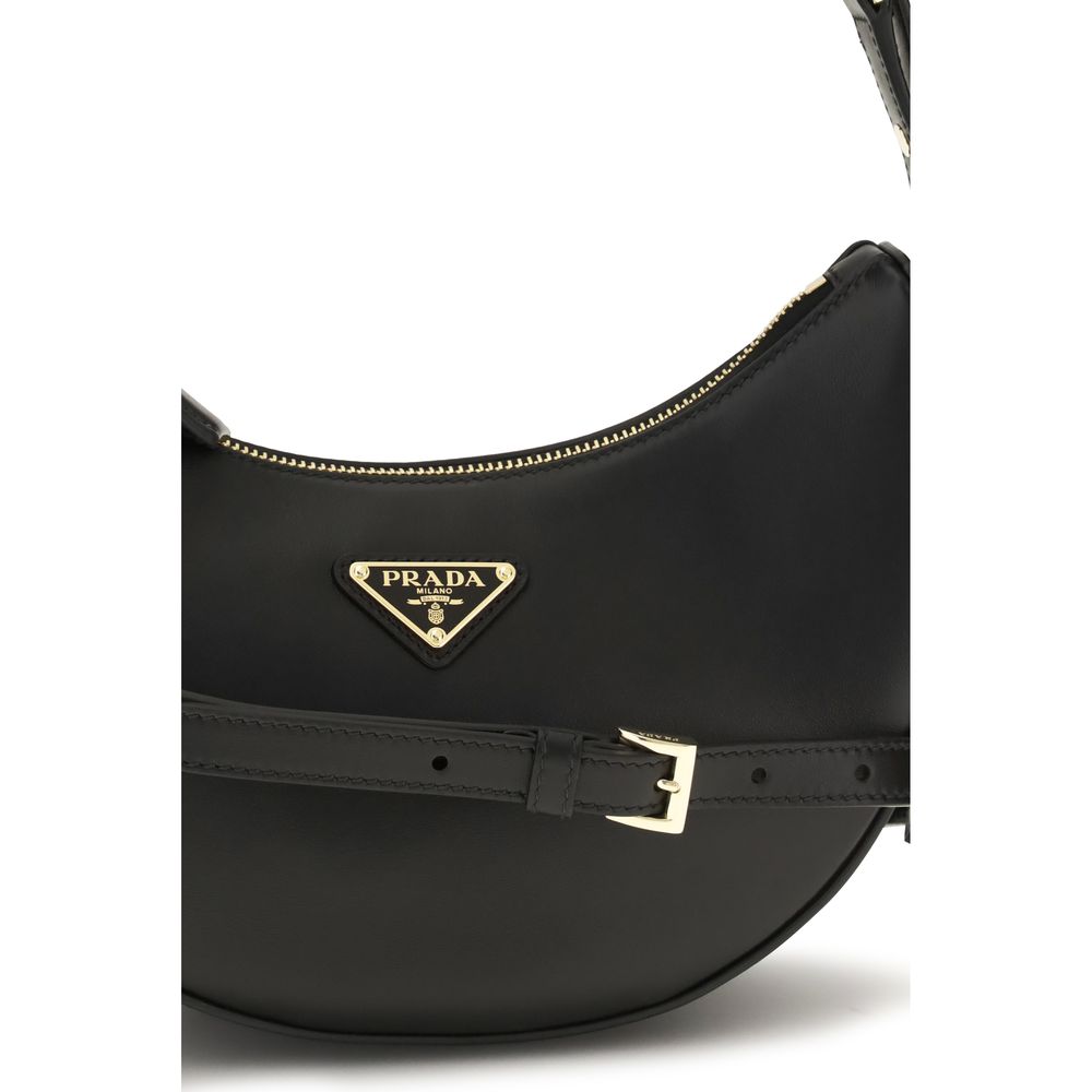 Prada Arqué Small Shoulder Bag in Black Leather