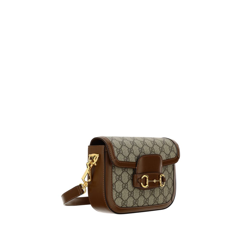 Gucci 1955 Horsebit Mini Shoulder Bag in Beige and Ebony