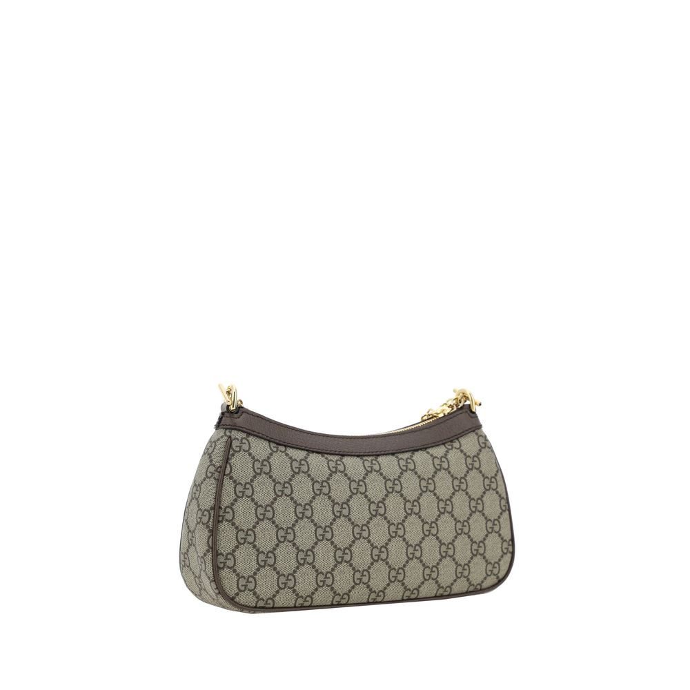 Gucci Ophidia GG Supreme Shoulder Bag in Beige and Ebony