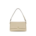 Tory Burch Charlie Small Calf Leather Shoulder Bag Beige