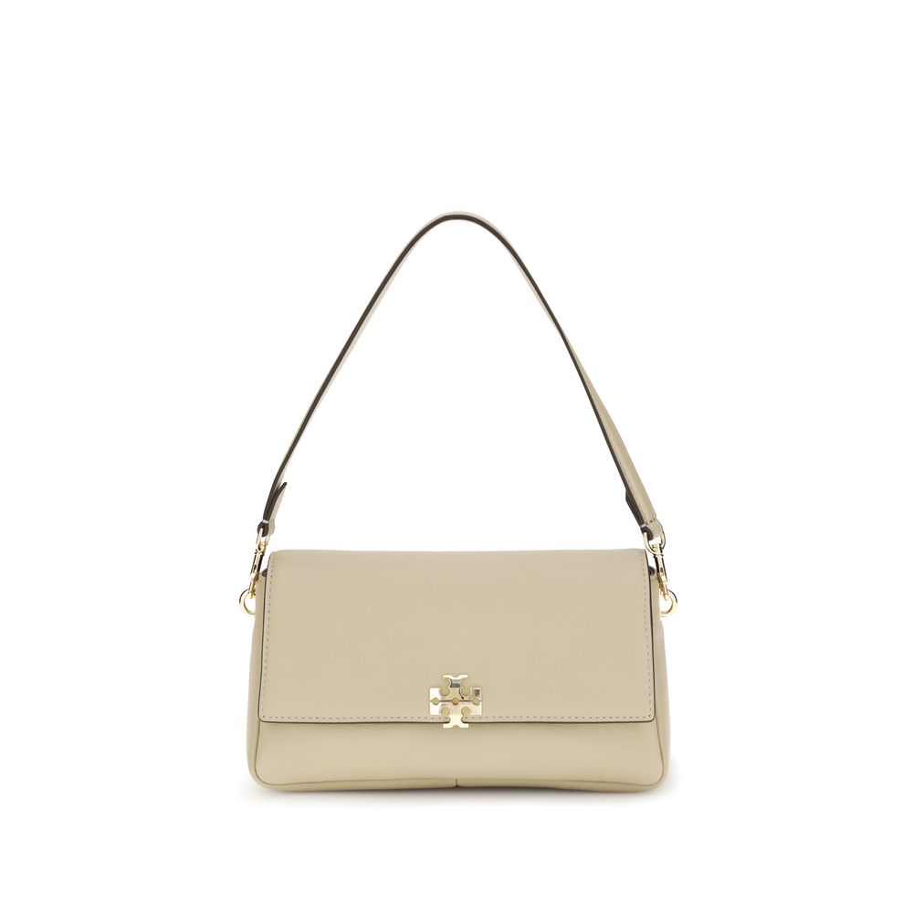 Tory Burch Charlie Small Calf Leather Shoulder Bag Beige