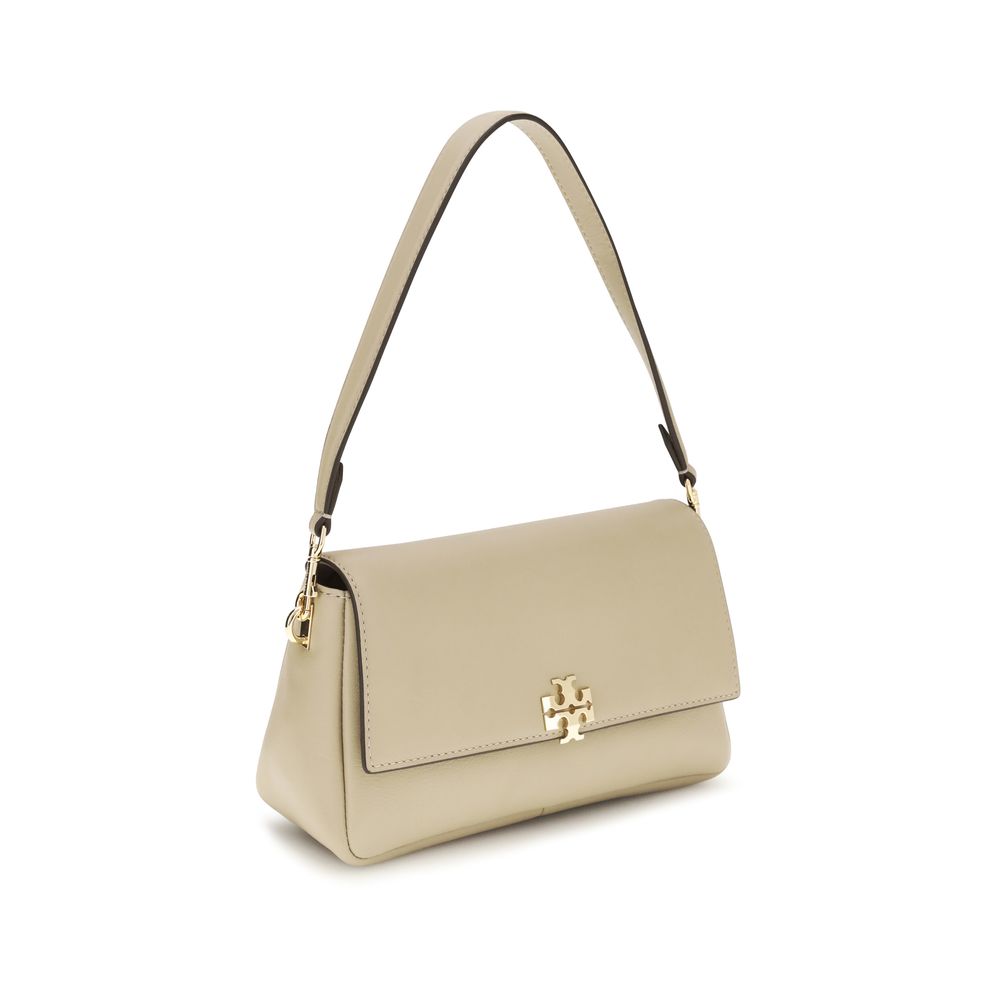 Tory Burch Charlie Small Calf Leather Shoulder Bag Beige