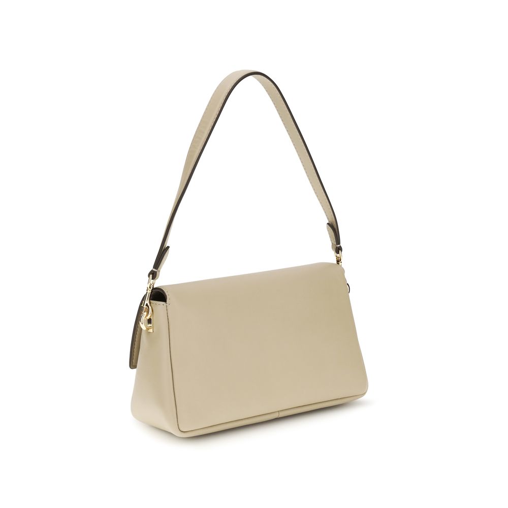 Tory Burch Charlie Small Calf Leather Shoulder Bag Beige