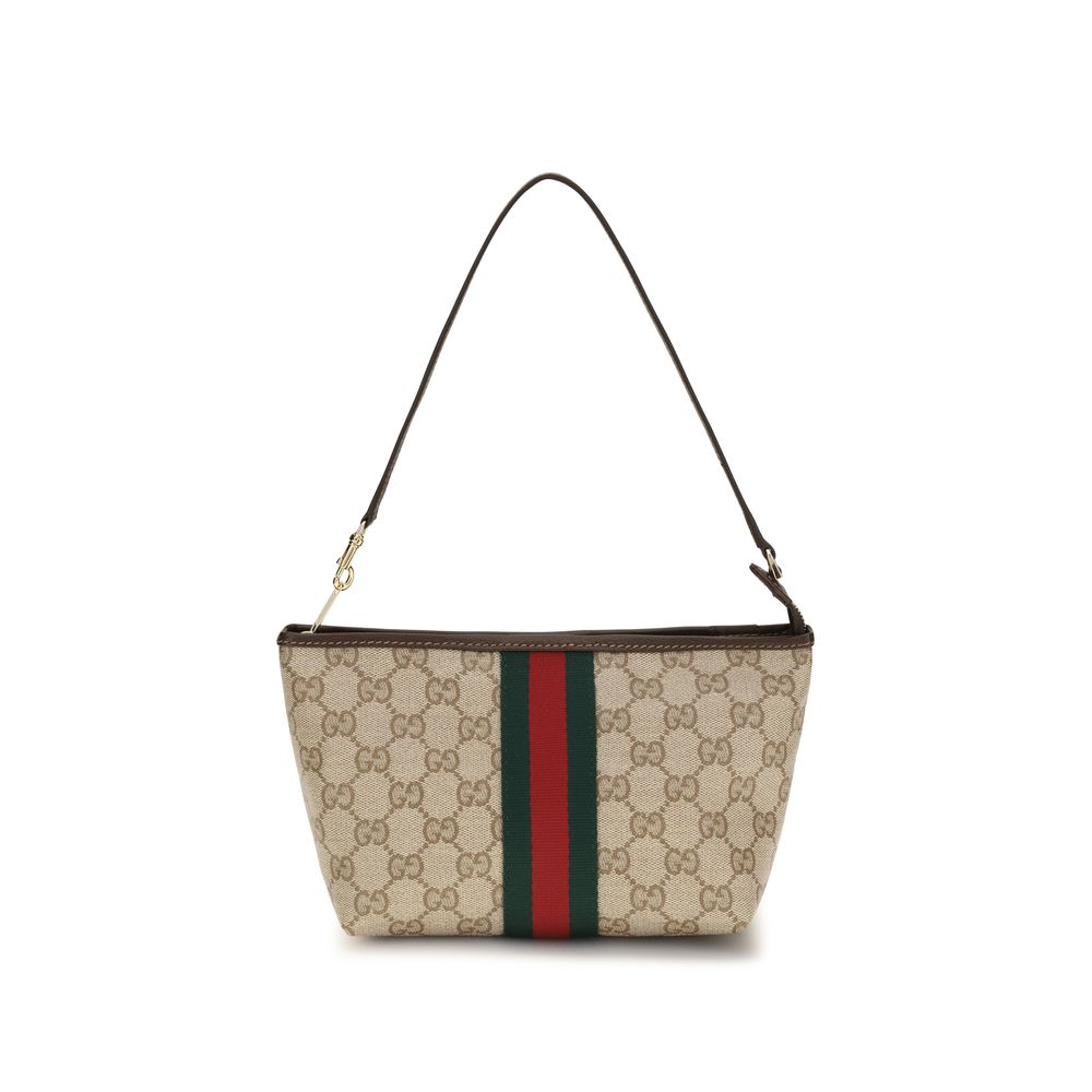 Gucci Web GG Canvas Small Pouch Shoulder Bag Beige