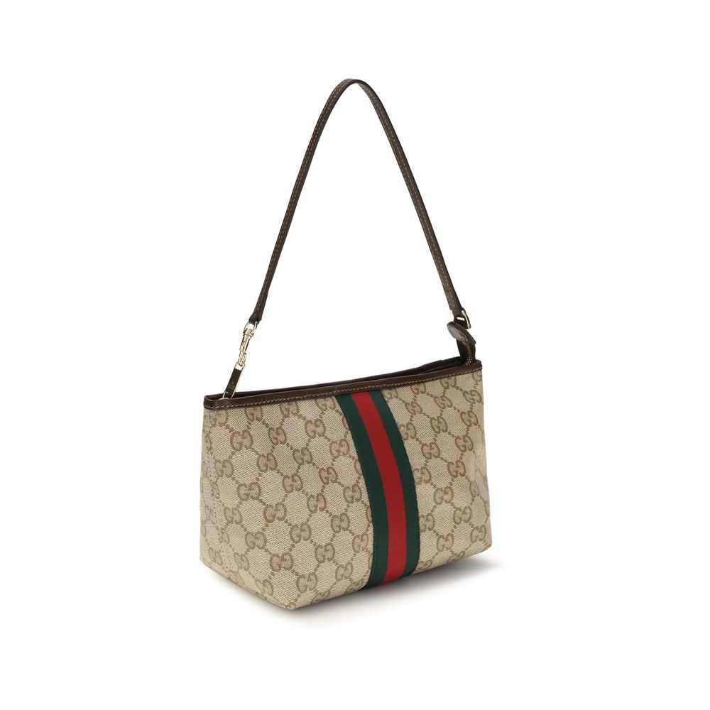 Gucci Web GG Canvas Small Pouch Shoulder Bag Beige
