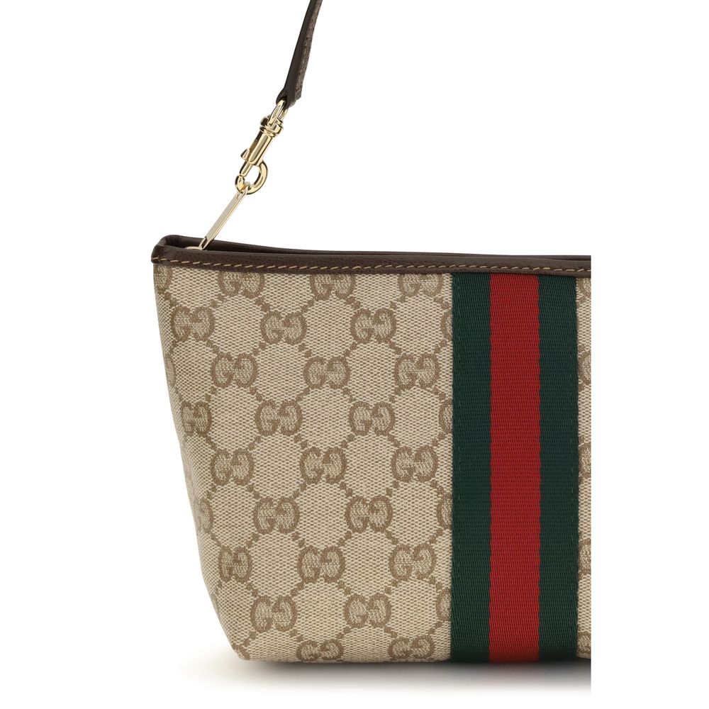 Gucci Web GG Canvas Small Pouch Shoulder Bag Beige