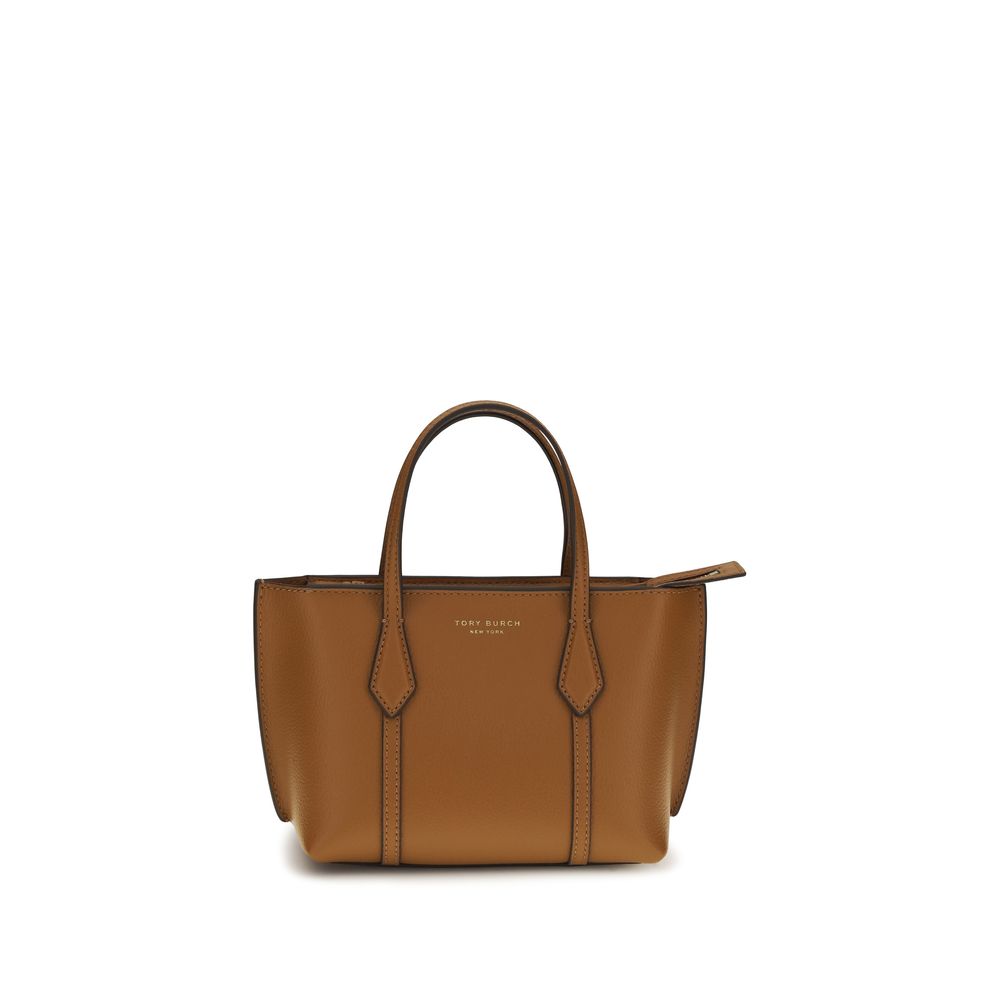 Tory Burch Perry Mini Calf Leather Tote Bag Brown