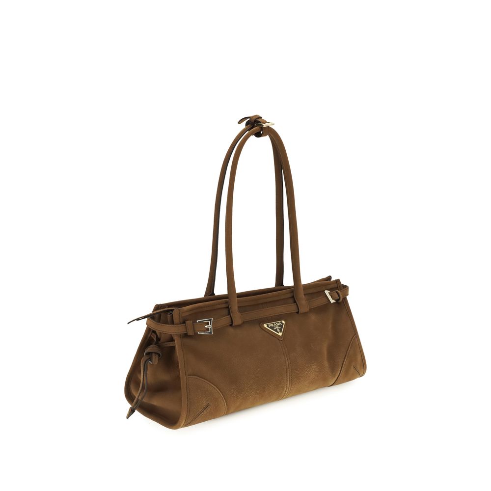 Prada Bonnie Medium Brown Nubuck Leather Handbag