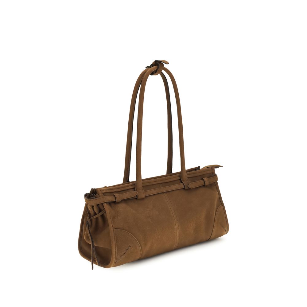 Prada Bonnie Medium Brown Nubuck Leather Handbag