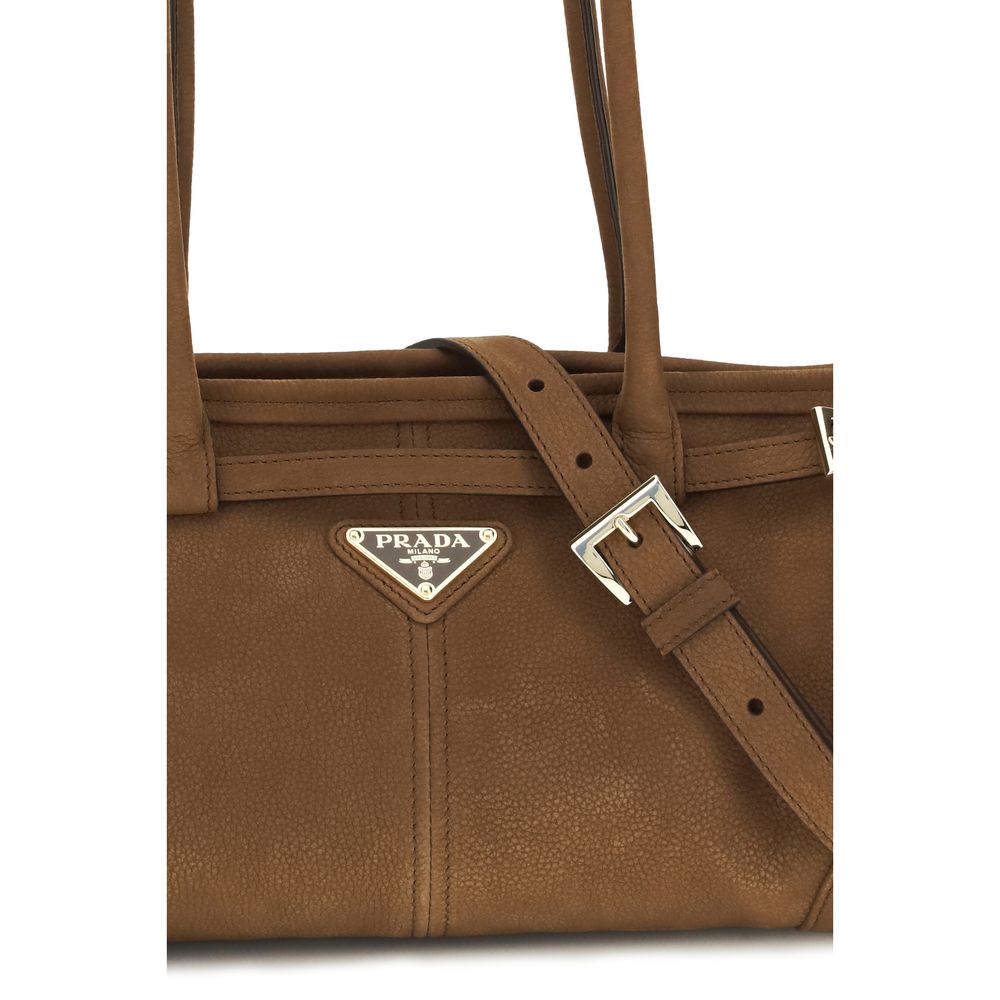 Prada Bonnie Medium Brown Nubuck Leather Handbag