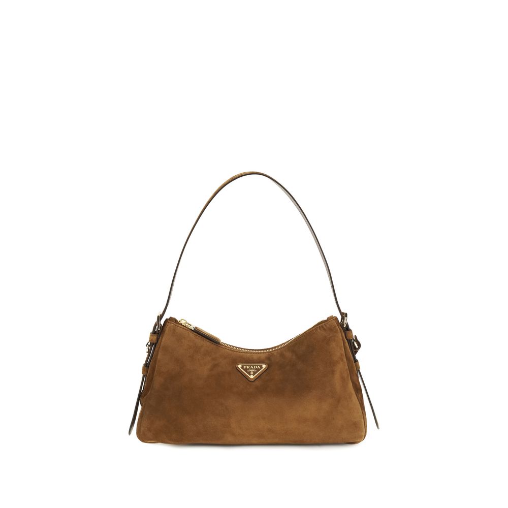 Prada Aimée Suede Leather Shoulder Bag Cacao