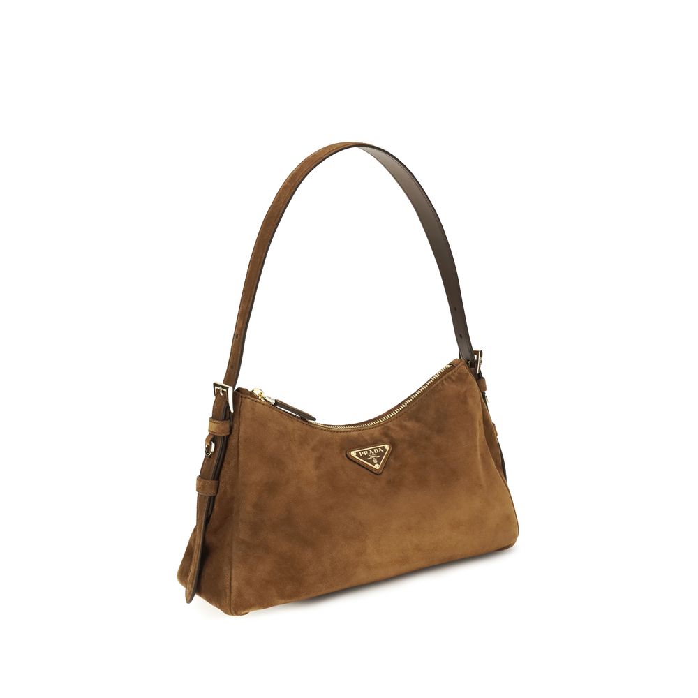 Prada Aimée Suede Leather Shoulder Bag Cacao