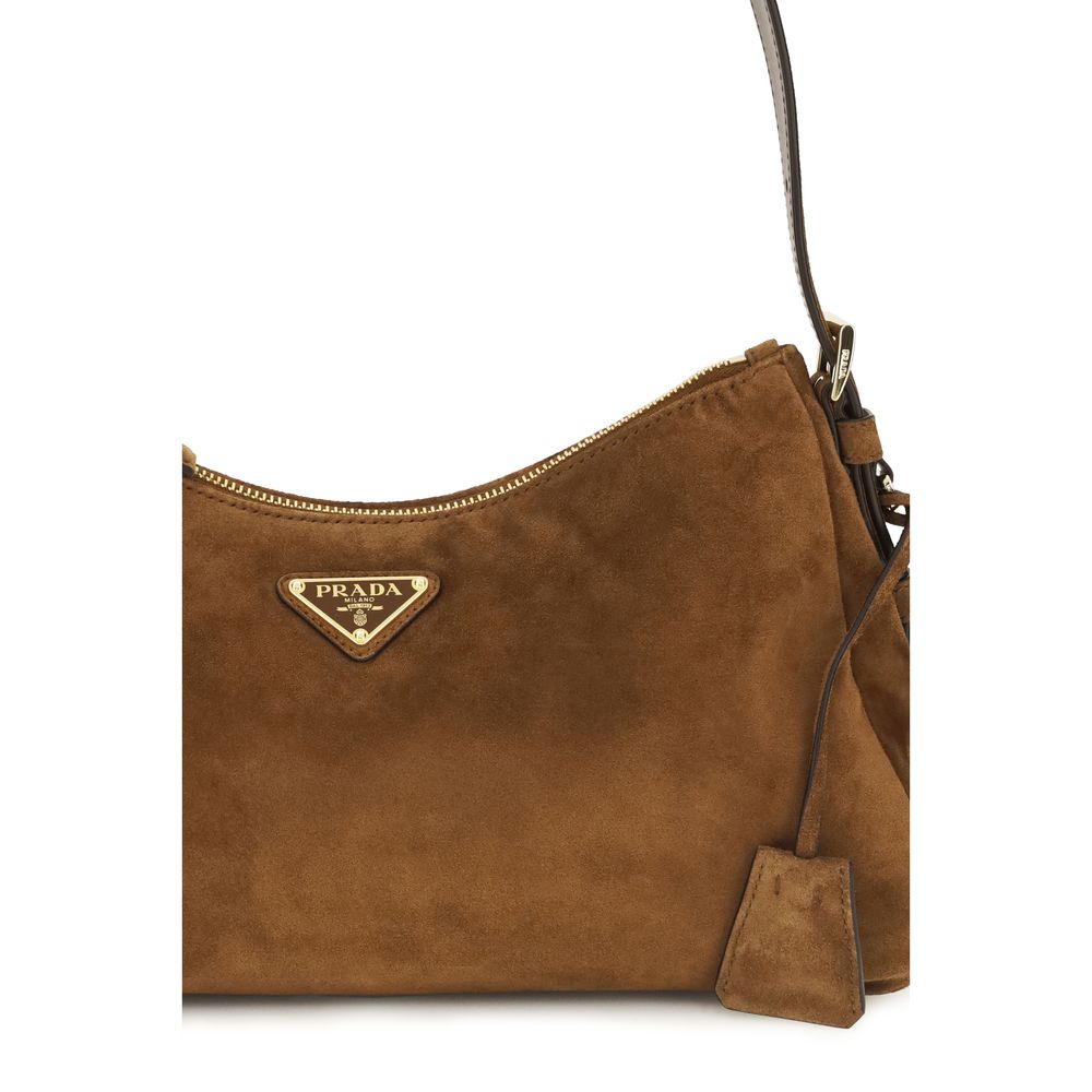 Prada Aimée Suede Leather Shoulder Bag Cacao