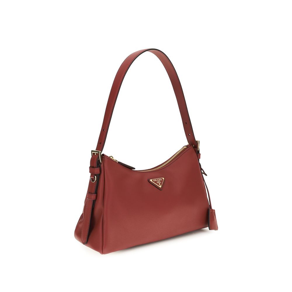 Prada Aimée Medium Calf Leather Shoulder Bag Rosso Ancora