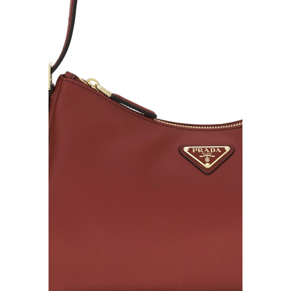 Prada Aimée Medium Calf Leather Shoulder Bag Rosso Ancora