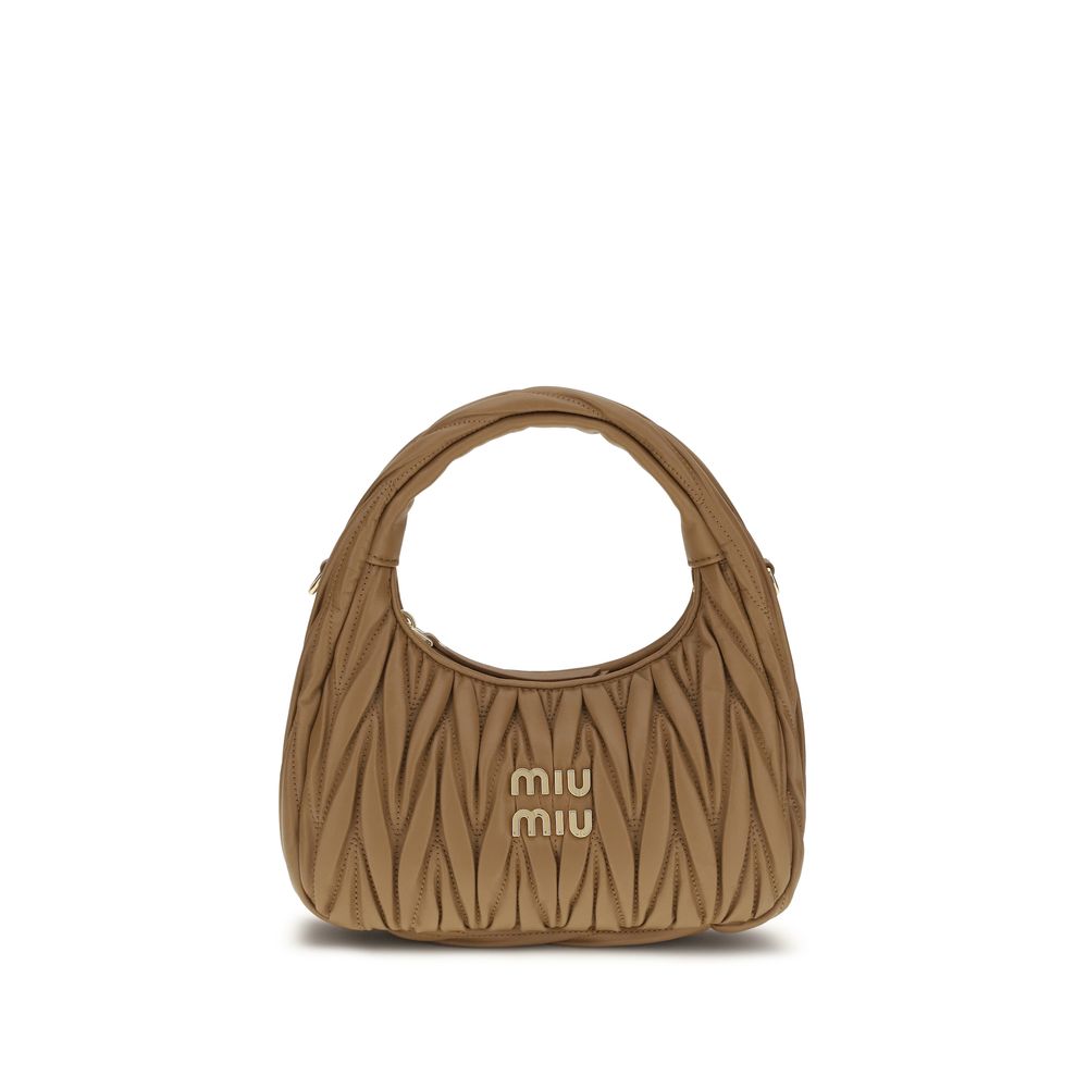 Miu Miu Wander Matelassé Lambskin Hobo Bag Beige