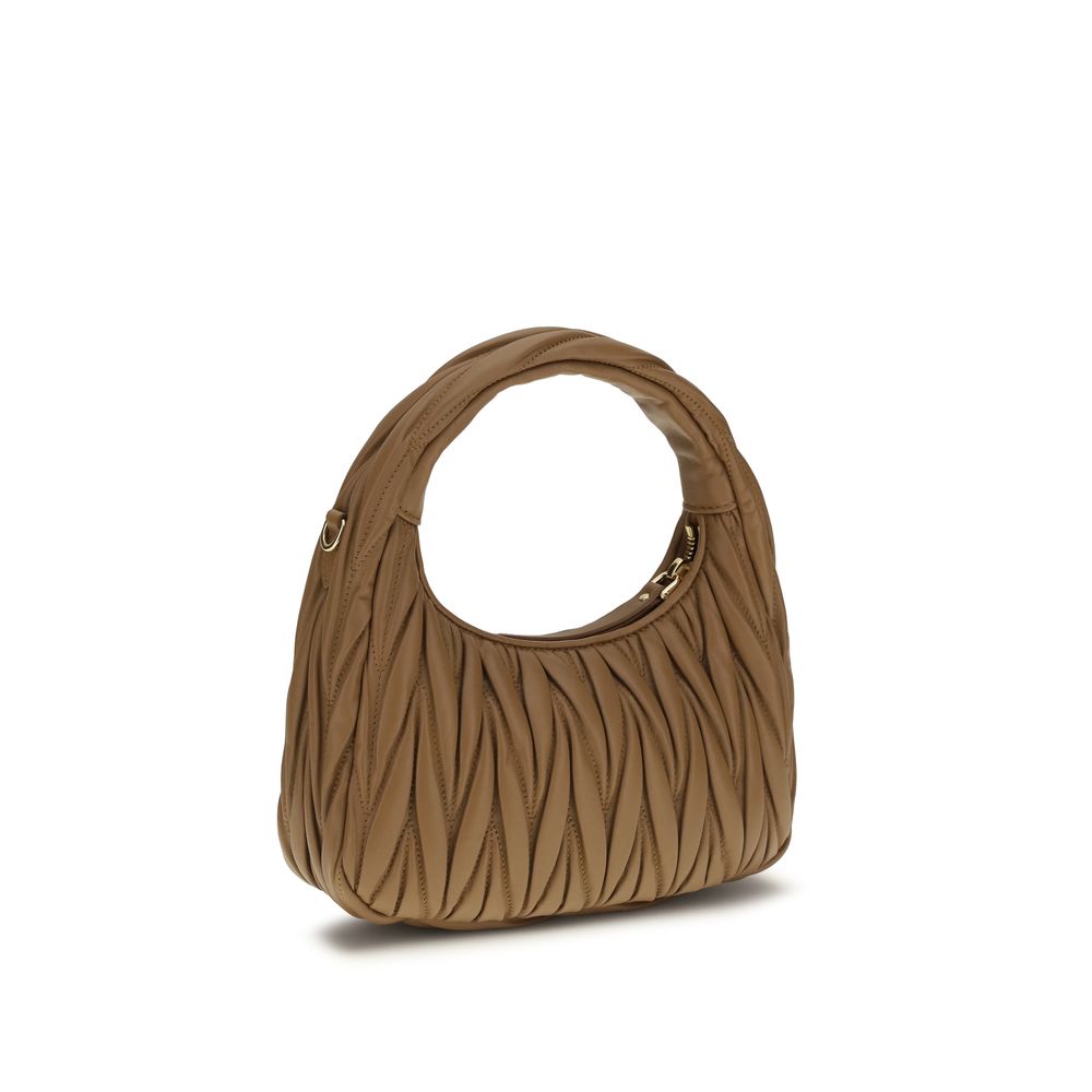Miu Miu Wander Matelassé Lambskin Hobo Bag Beige