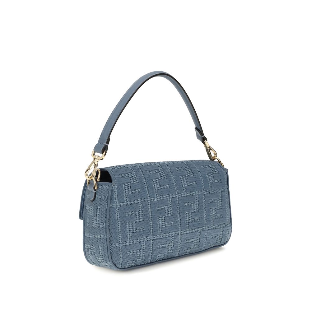 Fendi Baguette Medium Woven Raffia Shoulder Bag Blue
