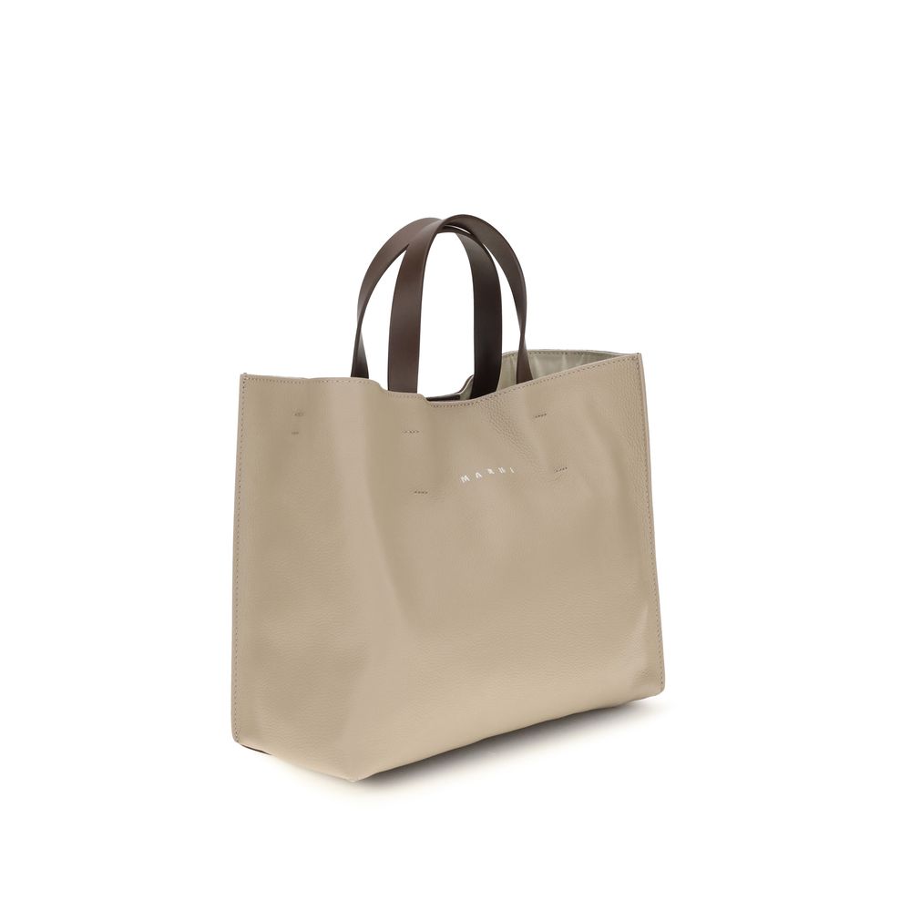 Marni Museo Beige Calf Leather Tote Bag