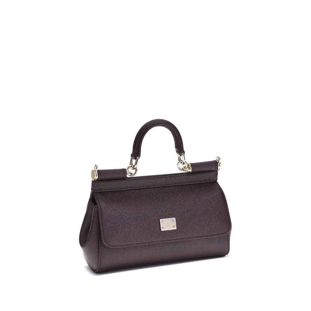 Dolce & Gabbana Sicily Small Brown Calf Leather Handbag
