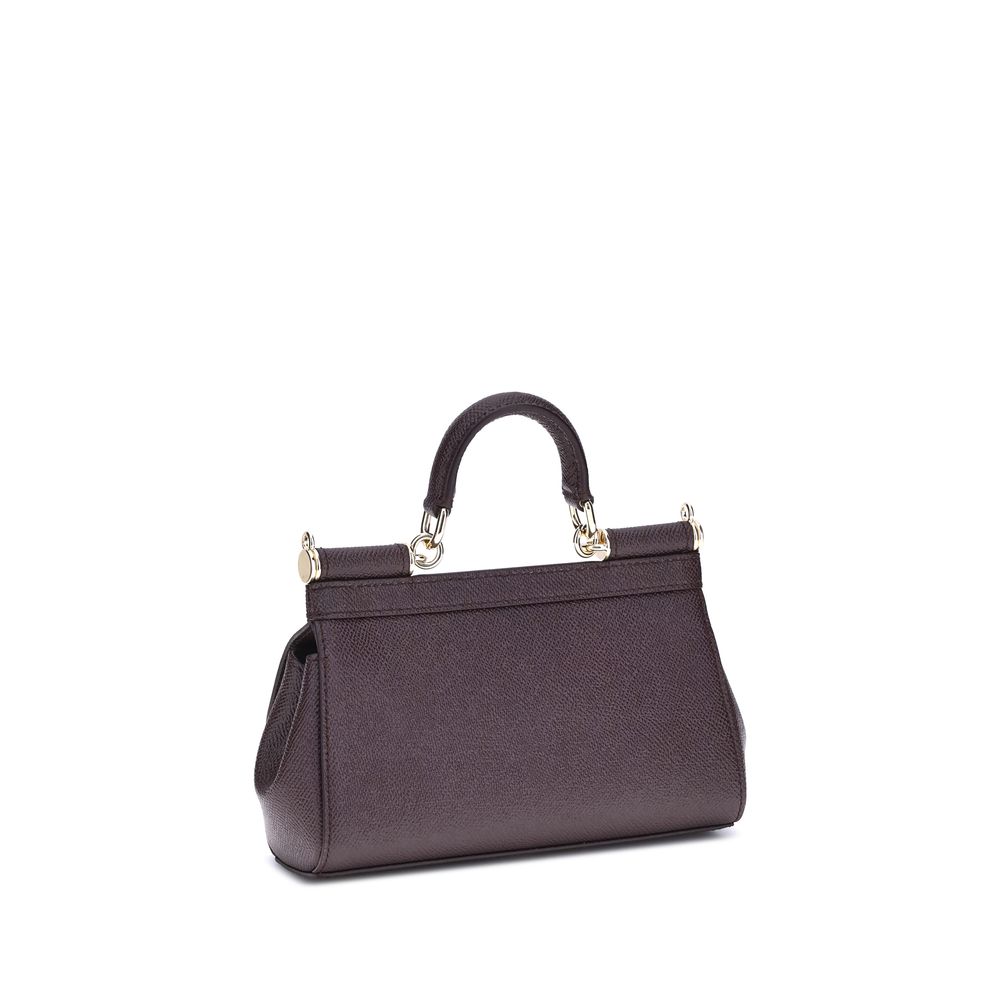 Dolce & Gabbana Sicily Small Brown Calf Leather Handbag