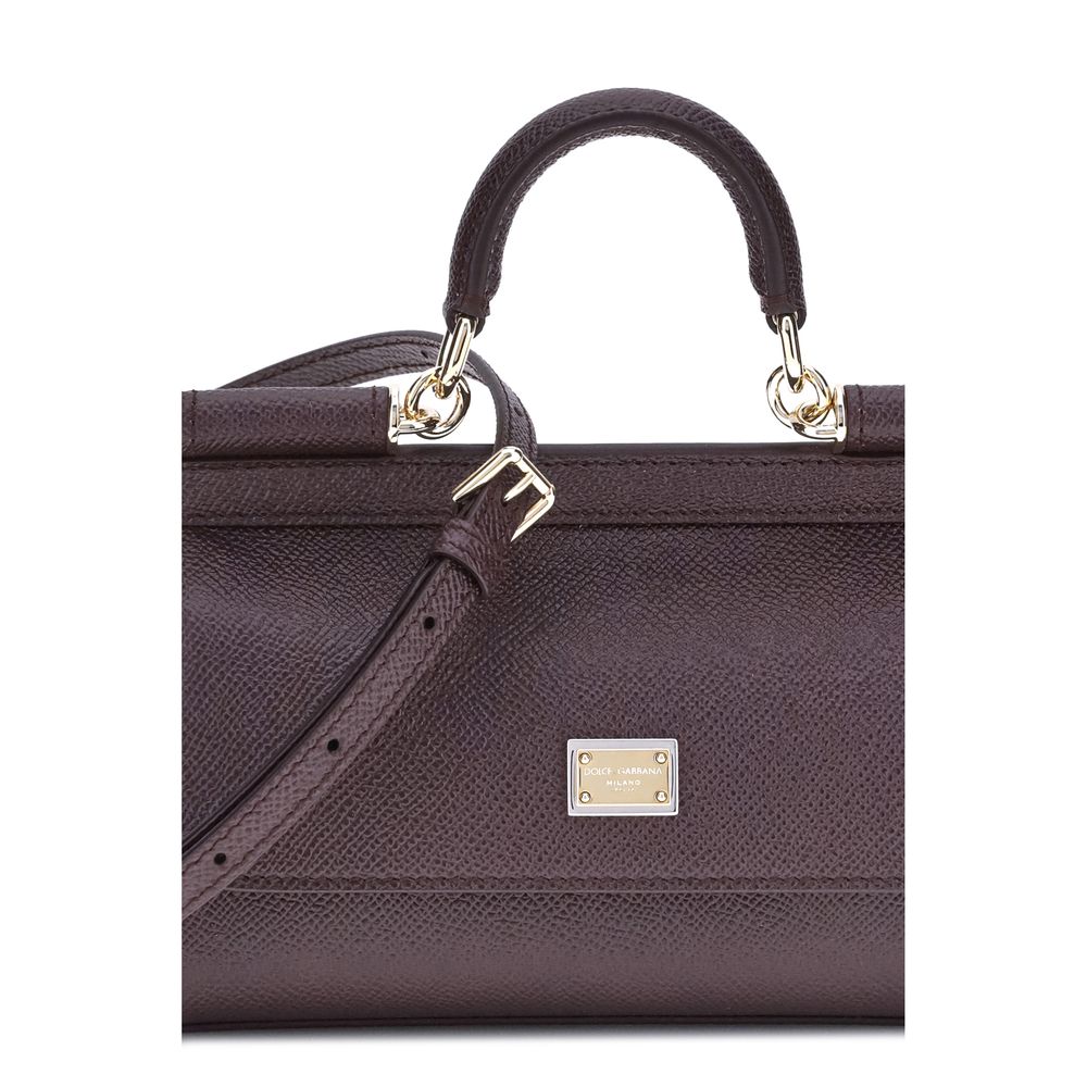 Dolce & Gabbana Sicily Small Brown Calf Leather Handbag
