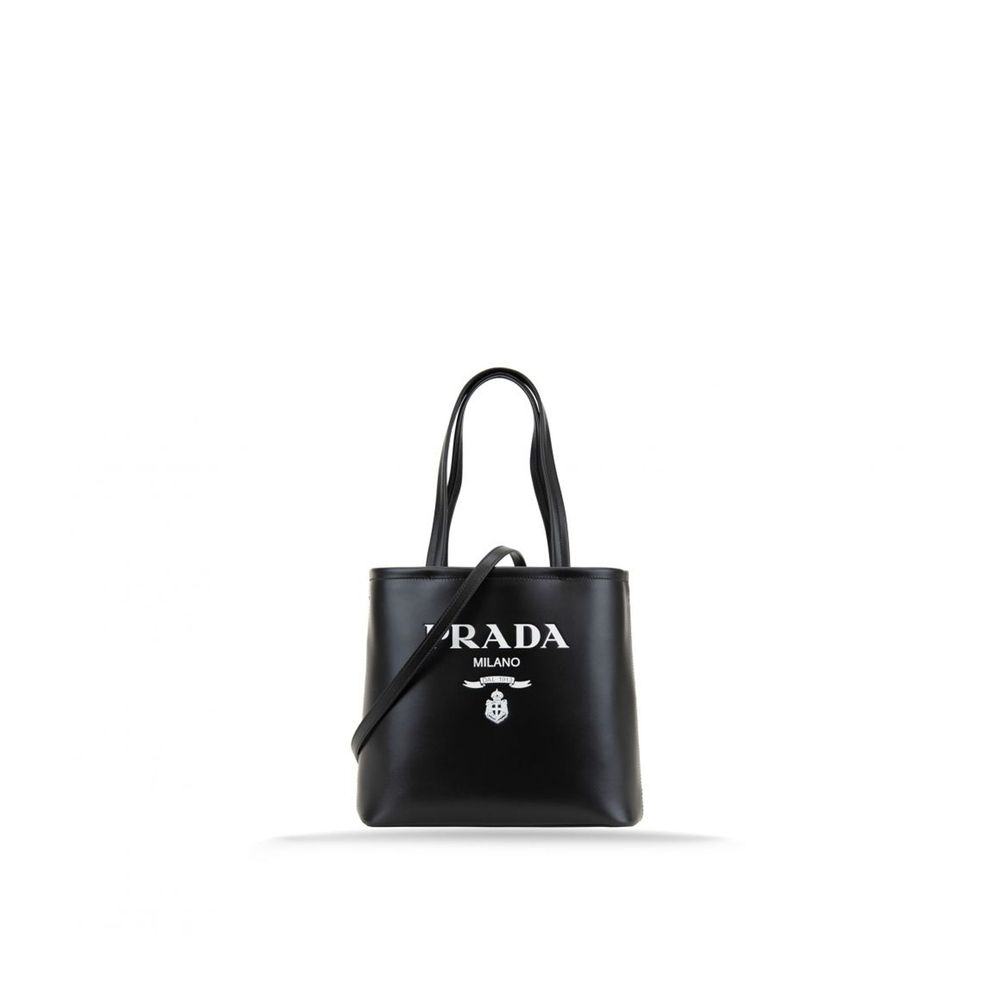 Prada Small Black Calfskin Leather Tote Bag