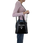 Prada Small Black Calfskin Leather Tote Bag