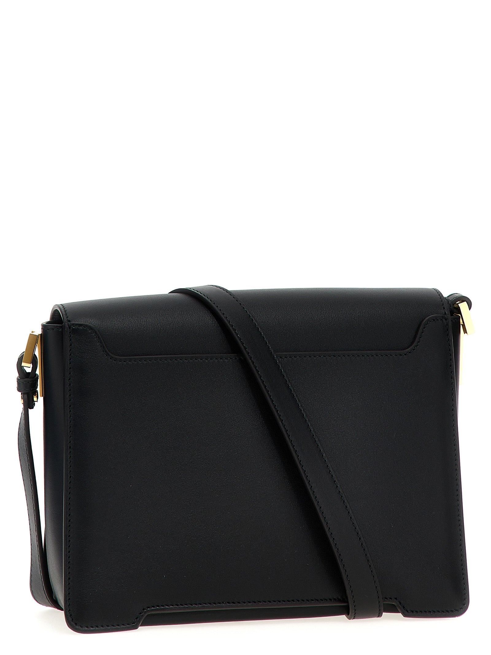 Marni Trunkaroo Medium Calf Leather Shoulder Bag Black