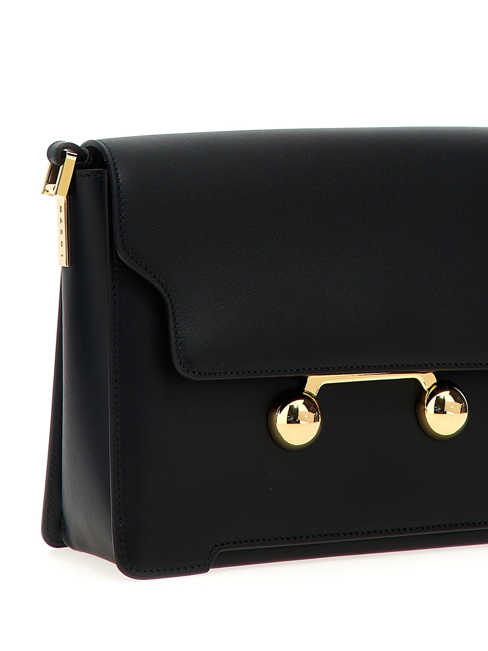 Marni Trunkaroo Medium Calf Leather Shoulder Bag Black