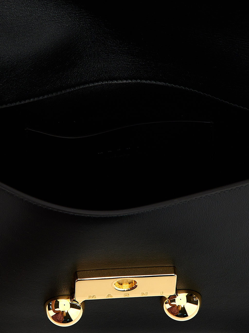 Marni Trunkaroo Medium Calf Leather Shoulder Bag Black