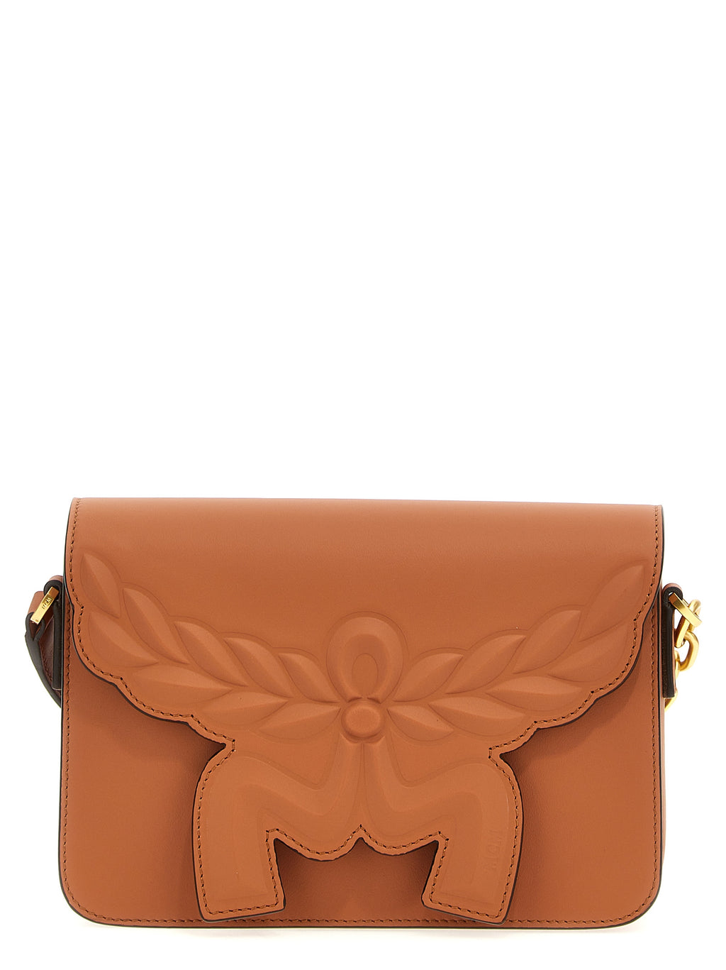 MCM Himmel Calf Leather Crossbody Bag Cognac Brown