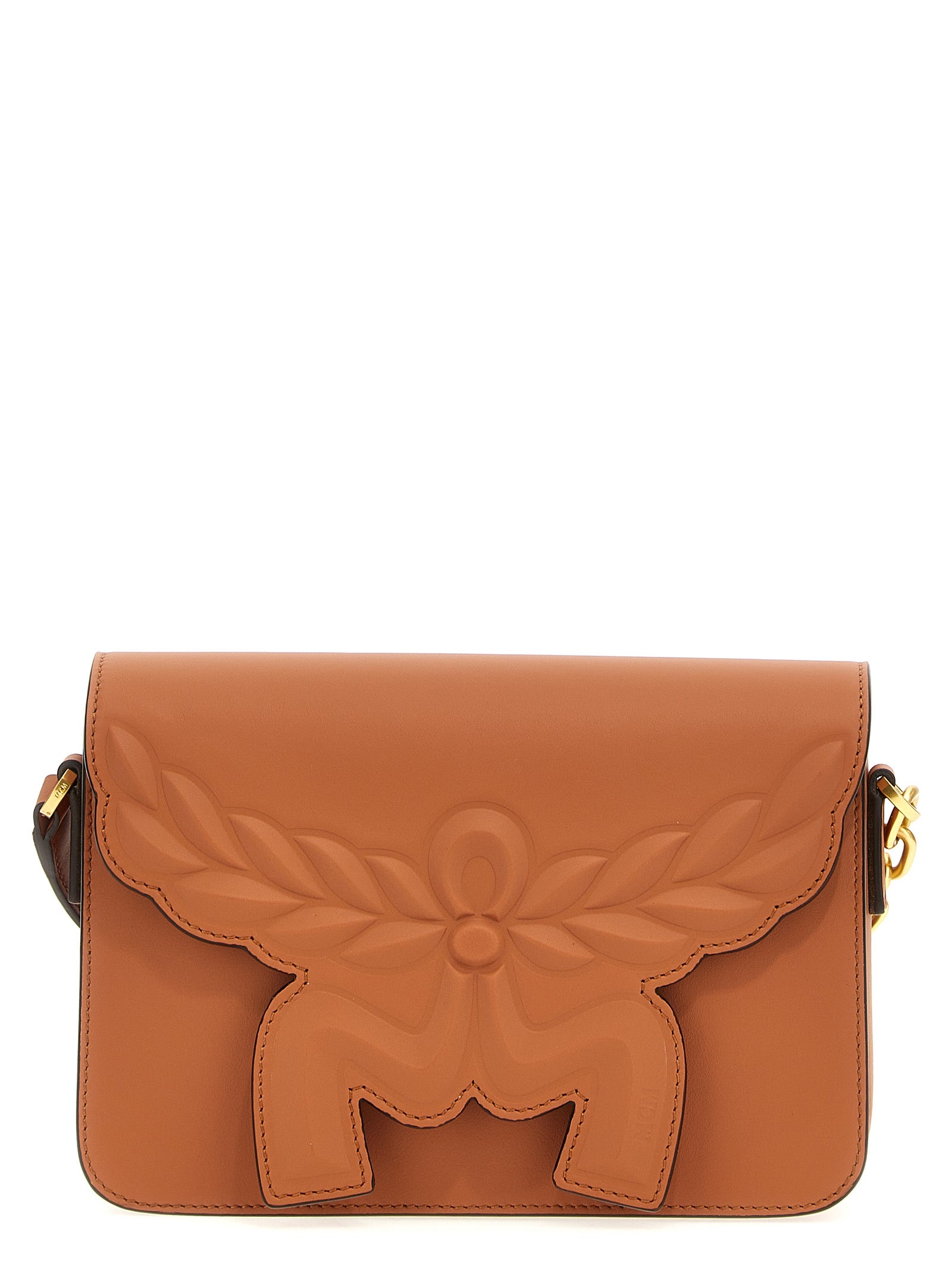 MCM Himmel Calf Leather Crossbody Bag Cognac Brown