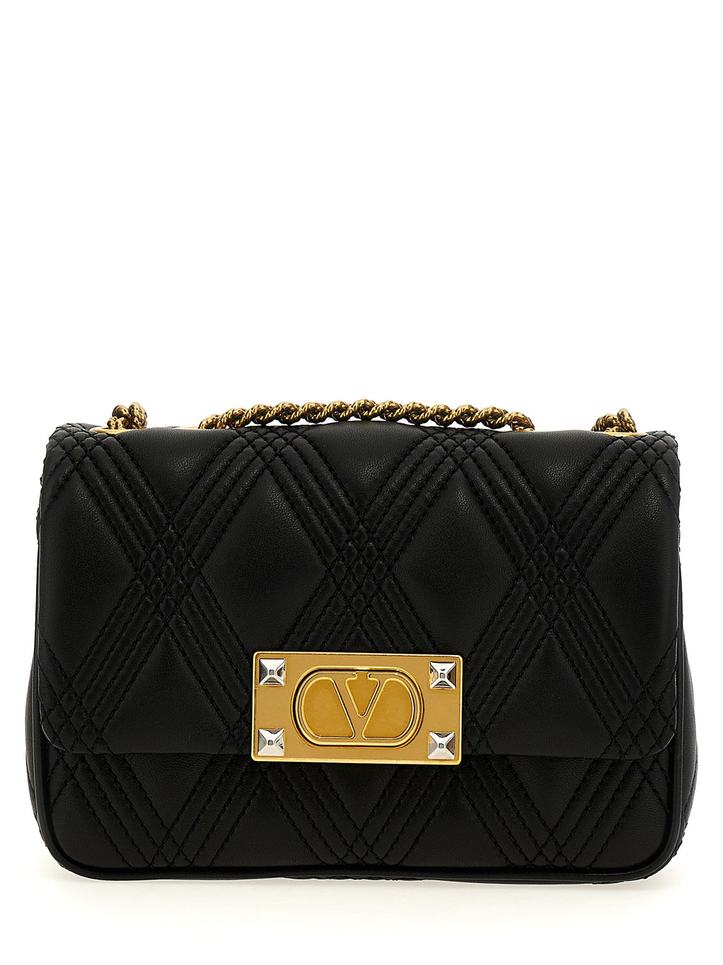 Valentino Garavani Quiltie 67 Black Leather Shoulder Bag
