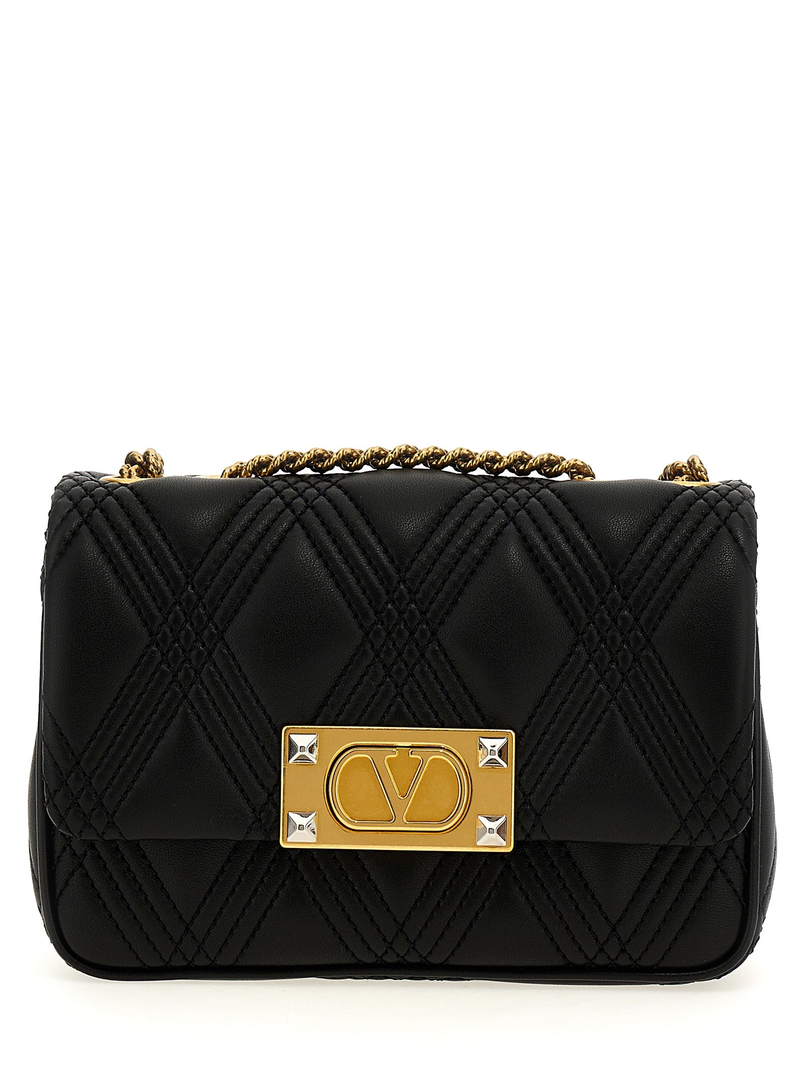 Valentino Garavani Quiltie 67 Black Leather Shoulder Bag